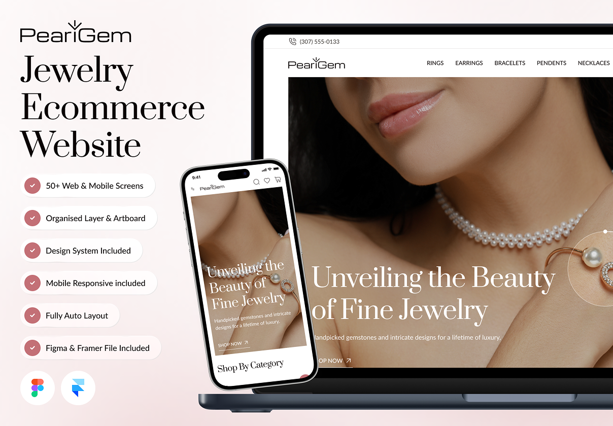 PearlGem - Jewelry Ecommerce Website Framer Template