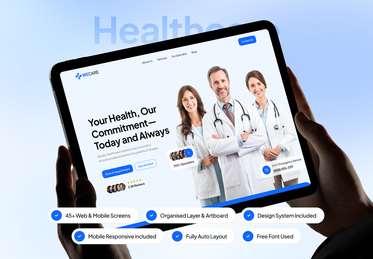 WeCare - Healthcare Website UI Kit