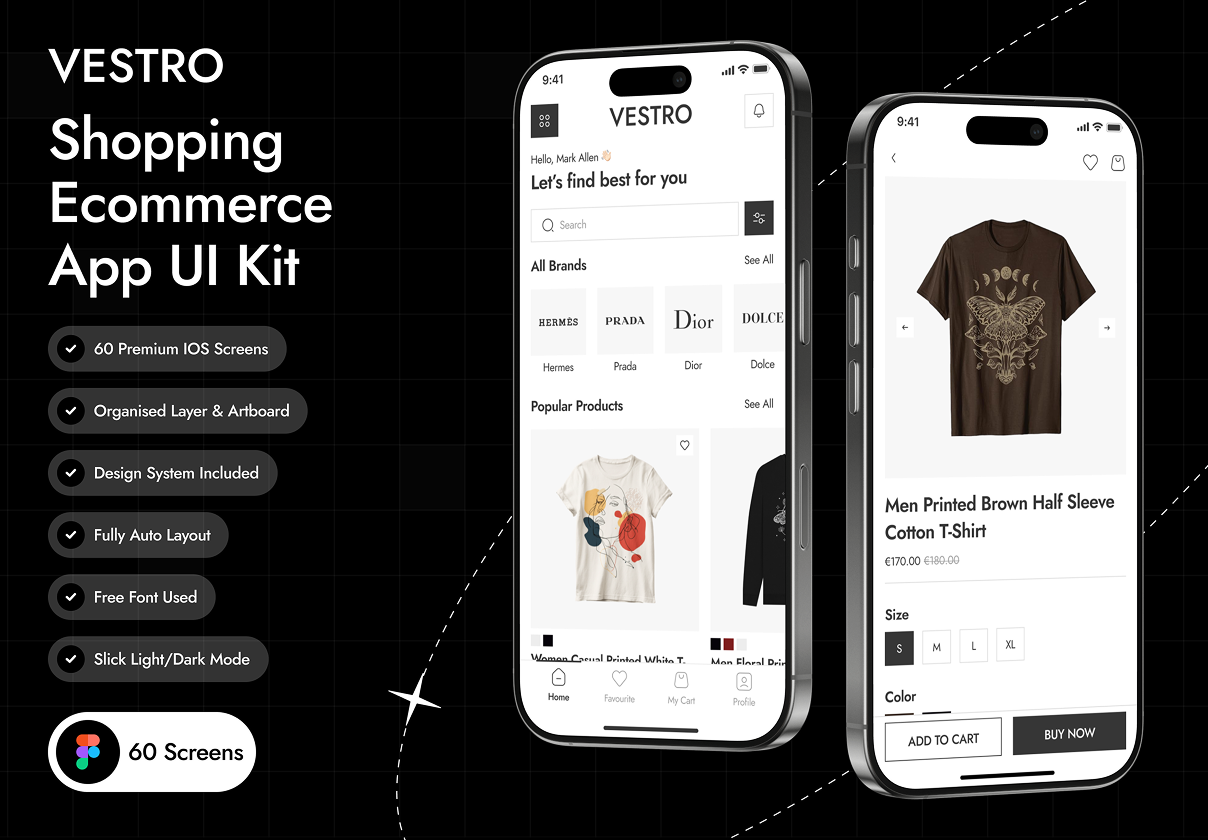 VESTRO - Shopping Ecommerce App UI Kit - Ecommerce, Mobile design asset by ui8