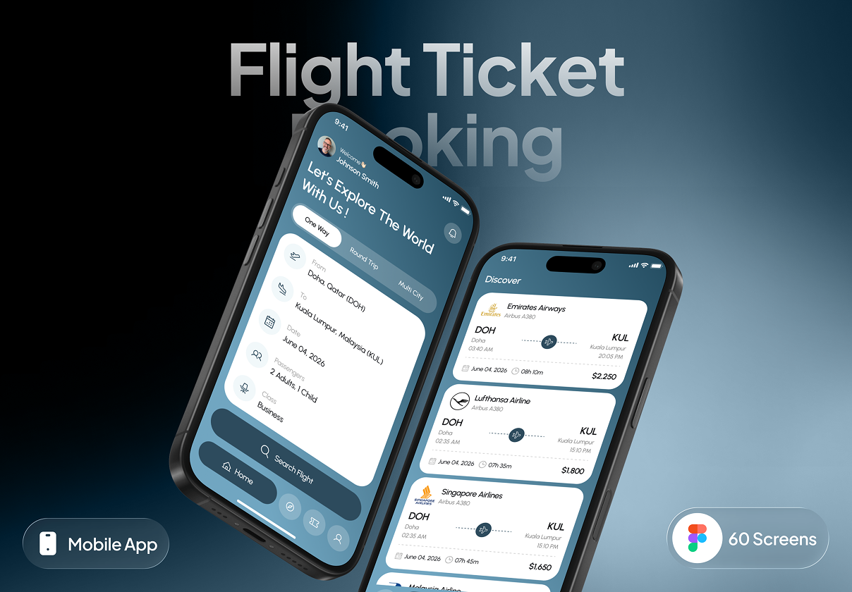 Stazin - Flight Ticket Booking App UI Kit - Mobile design asset by ui8