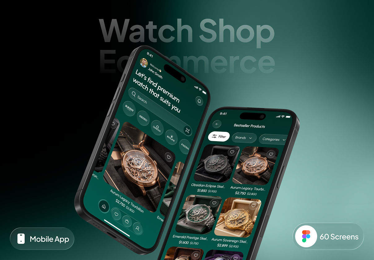 weaor - Watch Shop Ecommerce App UI Kit - Ecommerce, Mobile design asset by ui8