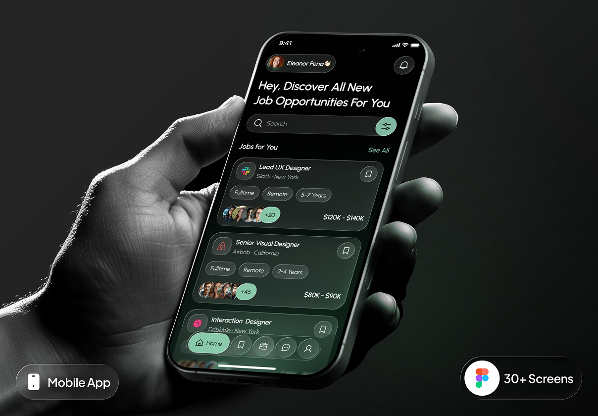 aruok - Job Finder App UI Kit - Mobile design asset by ui8
