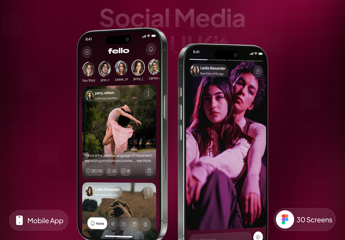 fello - Social Media App UI Kit - Mobile design asset by ui8
