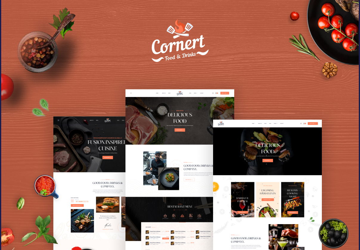 Cornert Restaurant Theme UI Kit