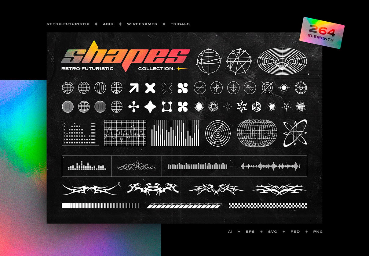 Retro-Futuristic Shapes Collection - Uncategorized design asset by ui8