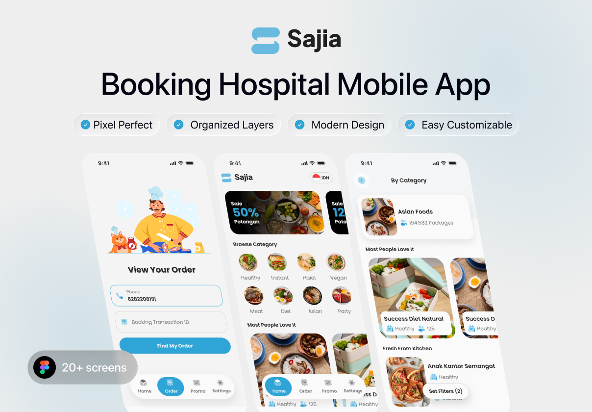 Sajia - Order Catering Mobile App - Mobile design asset by ui8