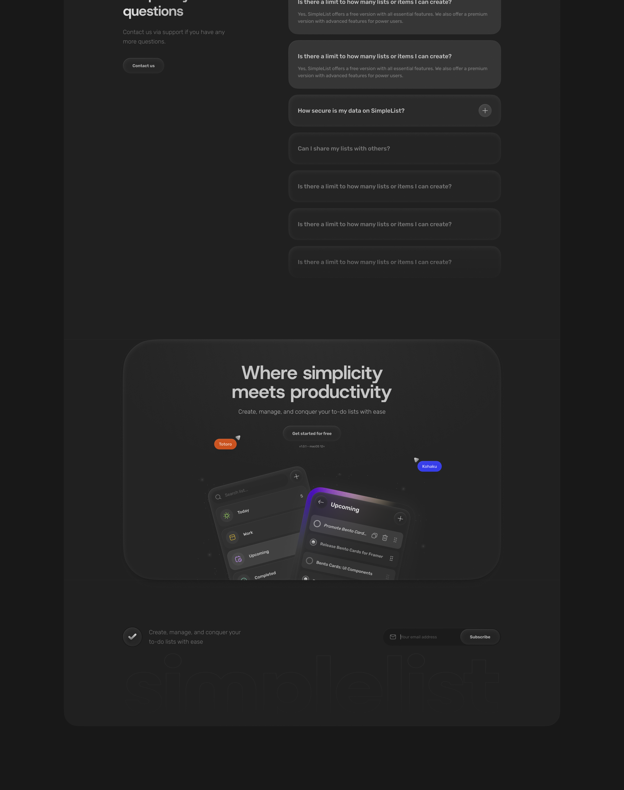 🍱 SimpleList: Coded App + Landing page Kit - Figma Resources