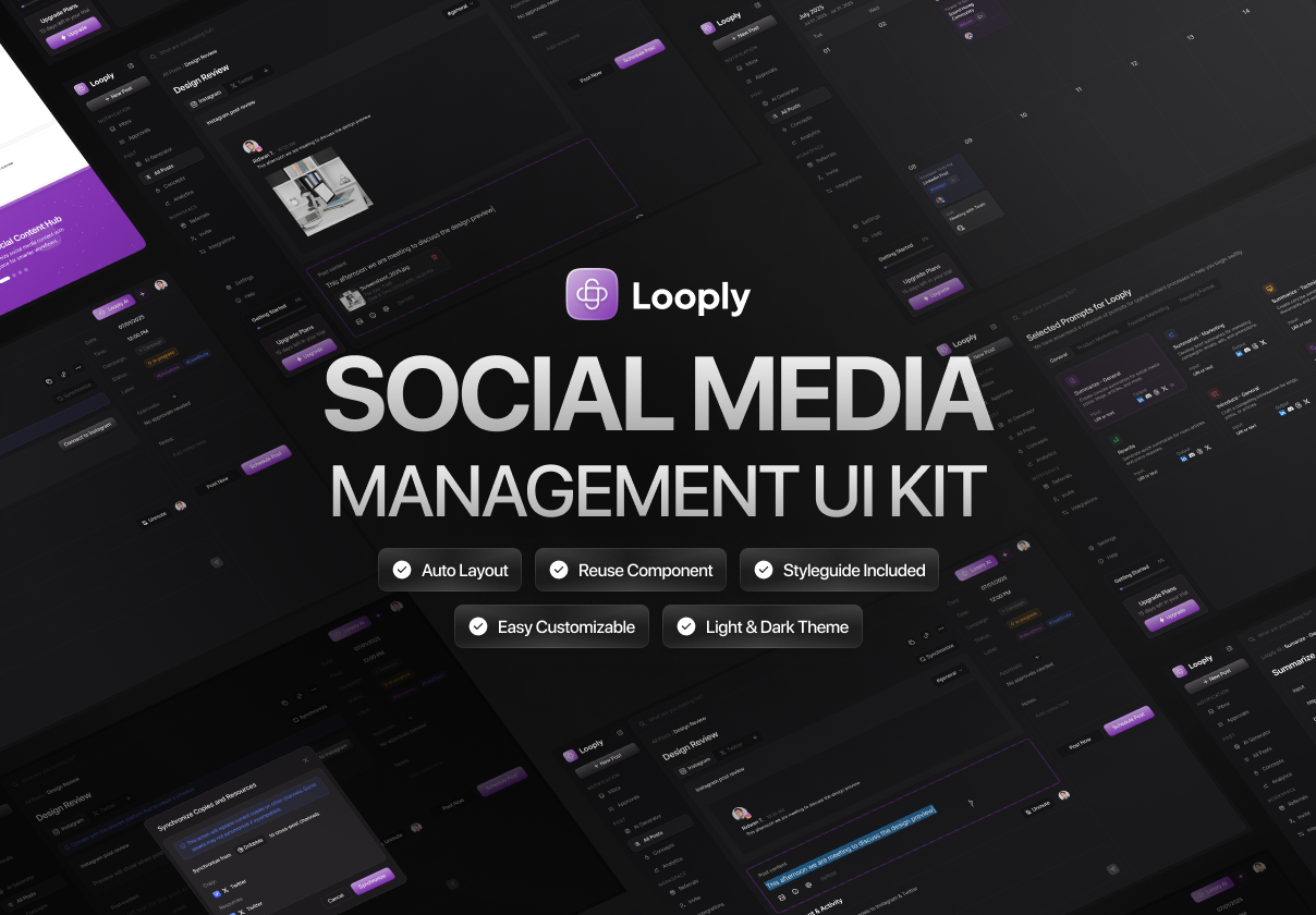 Social Media Management Dashboard UI Kit - Looply