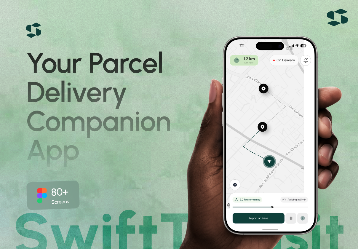 SwiftTransit -  Parcel Delivery & Courier Mobile App UI Kit - Mobile design asset by ui8