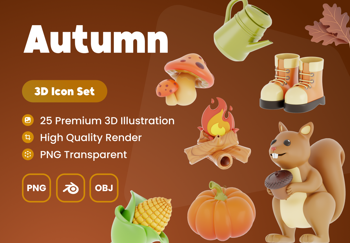 Autumn 3D Illustrations - Uncategorized design asset by ui8