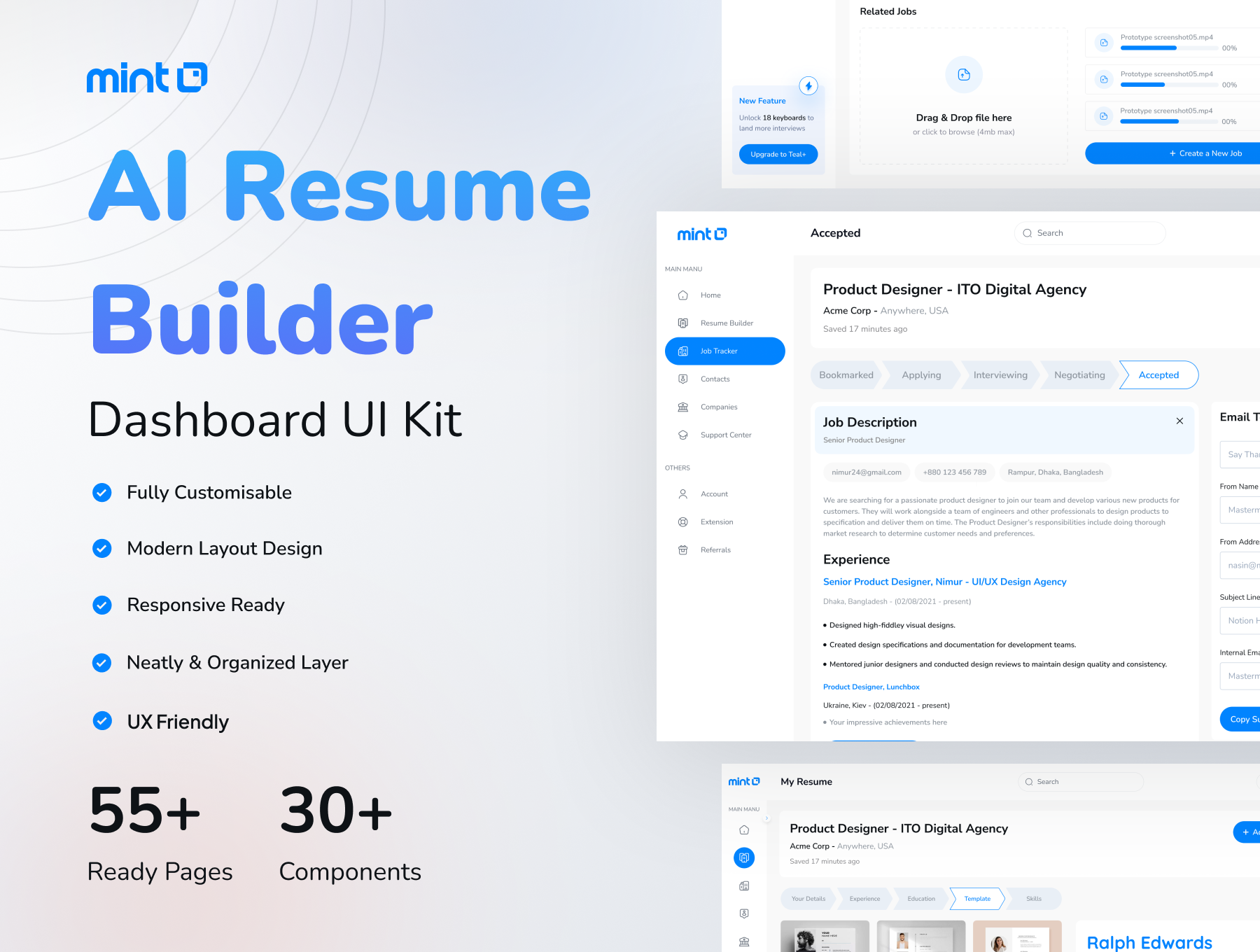 AI Resume Builder - Dashboard UI Kit — Figma Resources on UI8