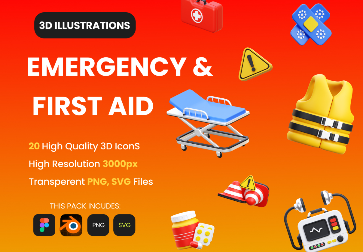 Emergency & First AID 3D Illustrations - Uncategorized design asset by ui8
