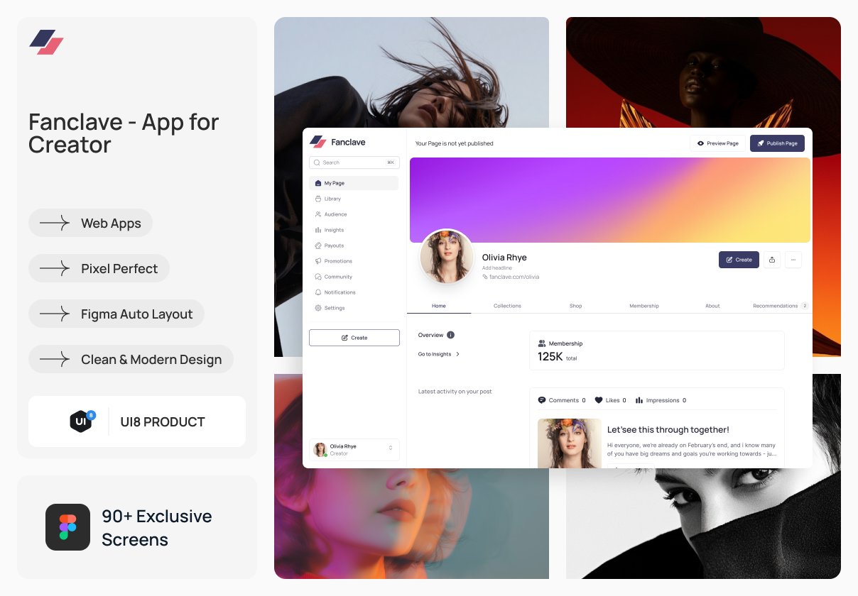 Fanclave: App for Creator - Mobile design asset by ui8