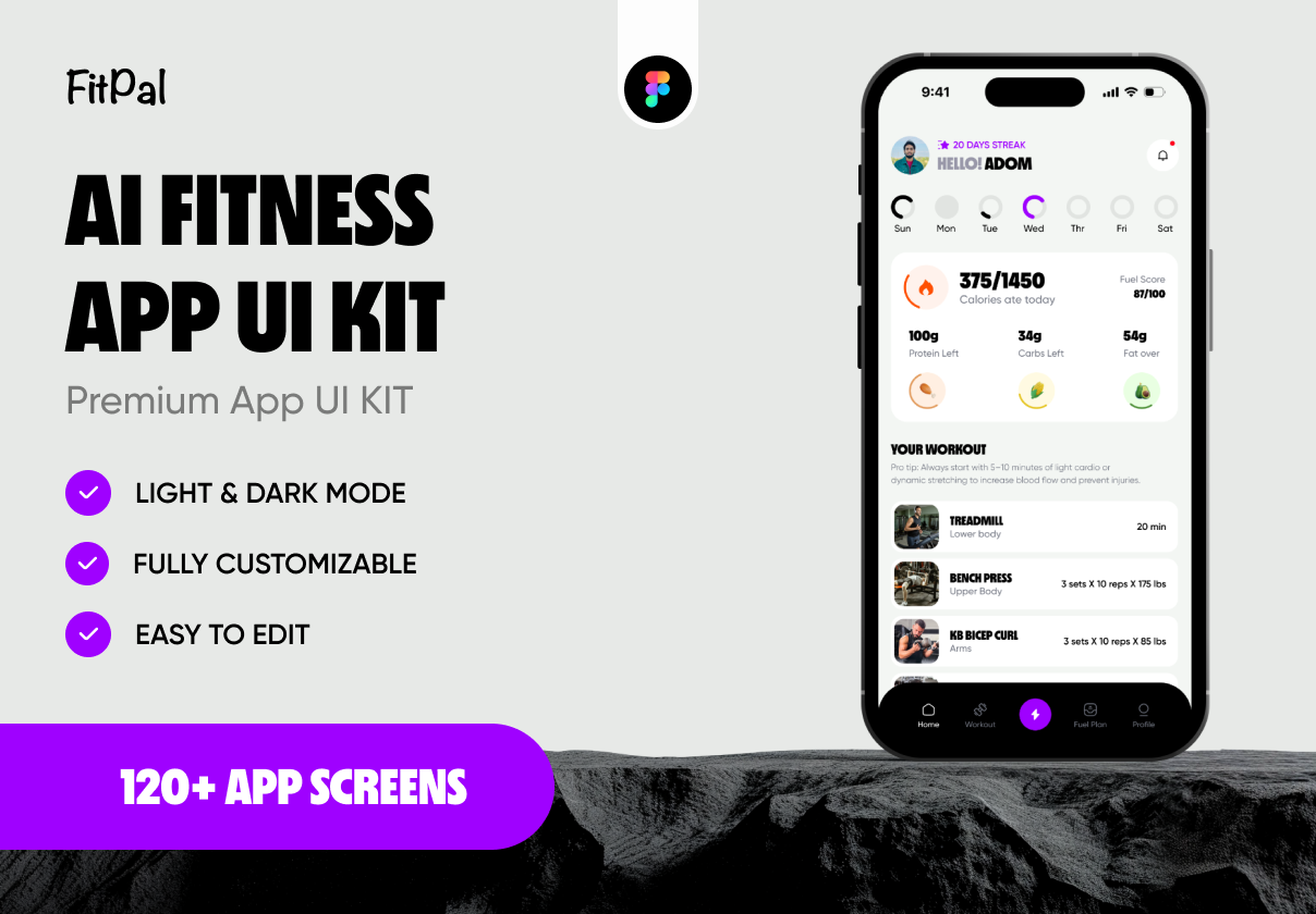 FitPal – Fitness & Meal Planner App UI Kit