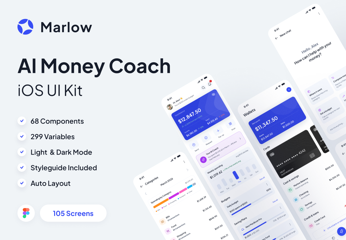 Marlow — AI Money Coach UI Kit - Uncategorized design asset by ui8