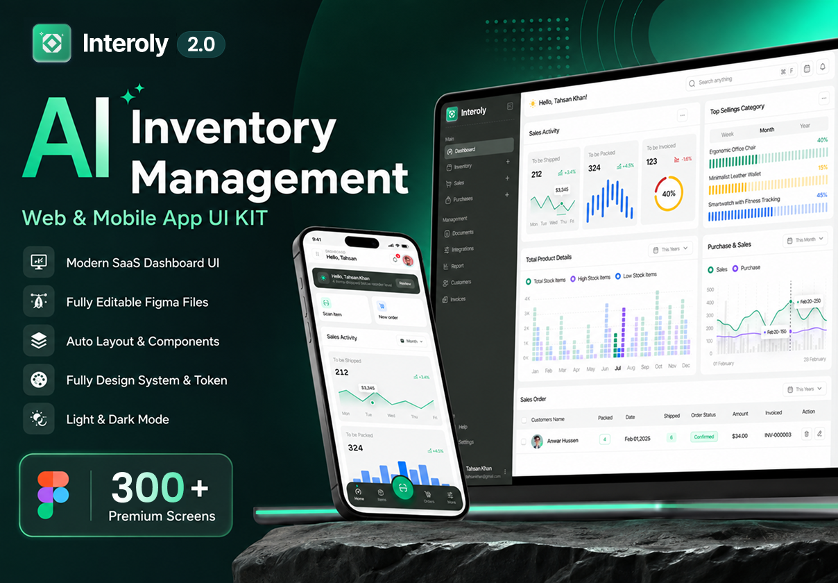 Inventory Management Web & Mobile App UI Kit - Mobile design asset by ui8