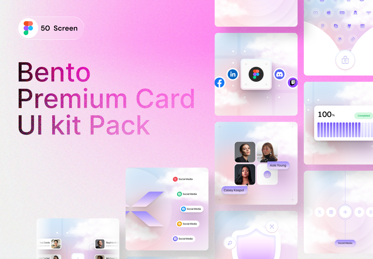 Cloud Bento Cards UI Kit – 50 Dreamy & Modern Card Designs - Uncategorized design asset by ui8