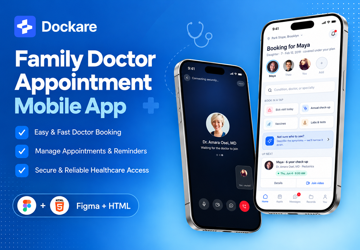 Family Doctor Appointment Mobile App - Mobile design asset by ui8