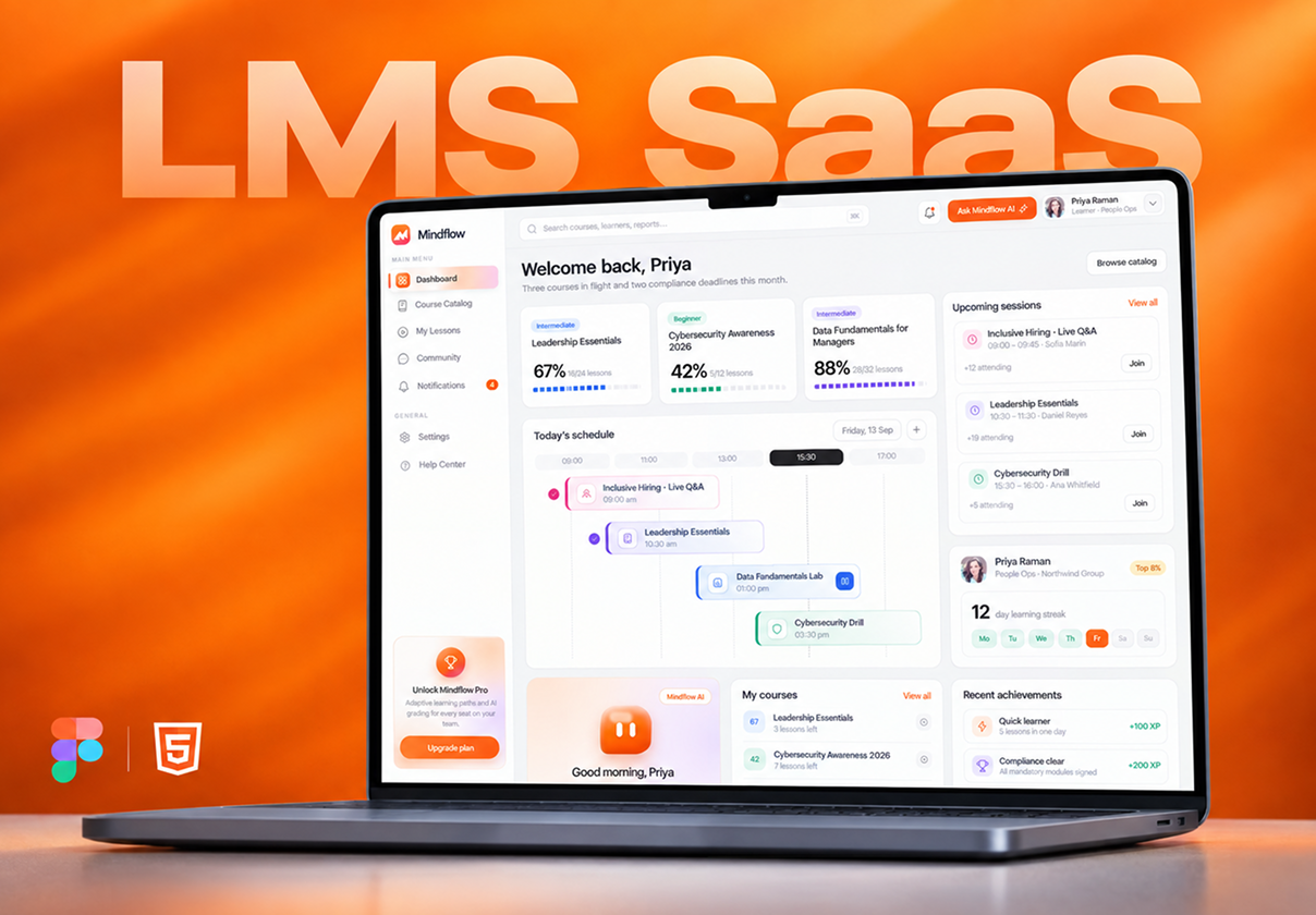 AI-Powered LMS SaaS Dashboard Web App UI Kit - SaaS, Dashboard, Mobile design asset by ui8
