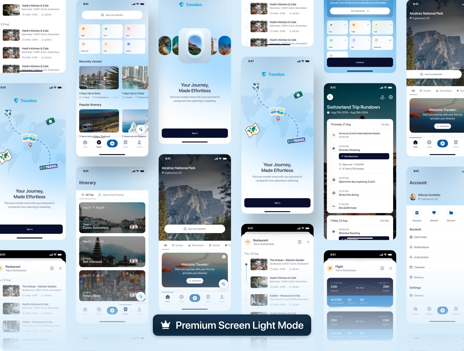 100+屏智能旅行规划日程行程安排APP应用界面模板 | Travellioo - Travel Companions Apps UI KIT_oa9W2K