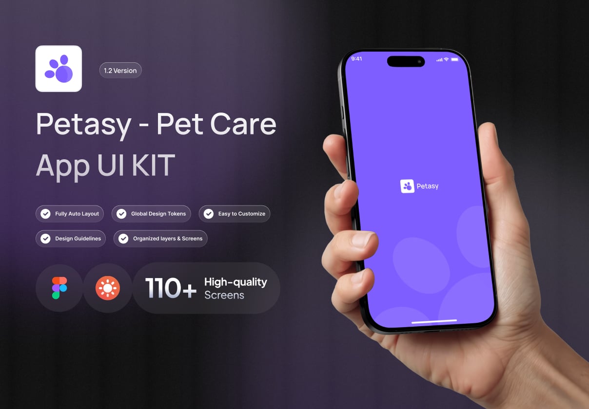 Petasy - Pet Care & Vet Appointment Mobile UI Kit 1.2 - Mobile design asset by ui8