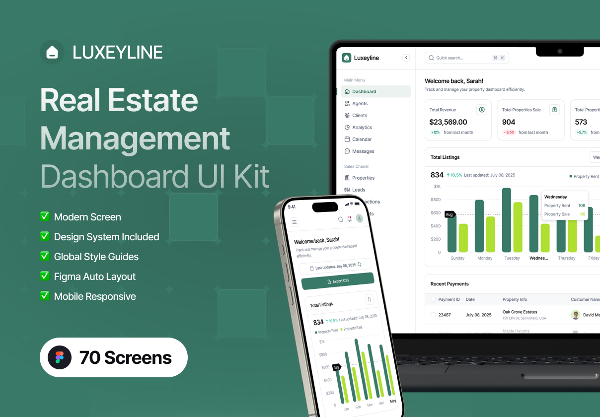 Luxeyline - Real Estate Web App Dashboard UI Kit