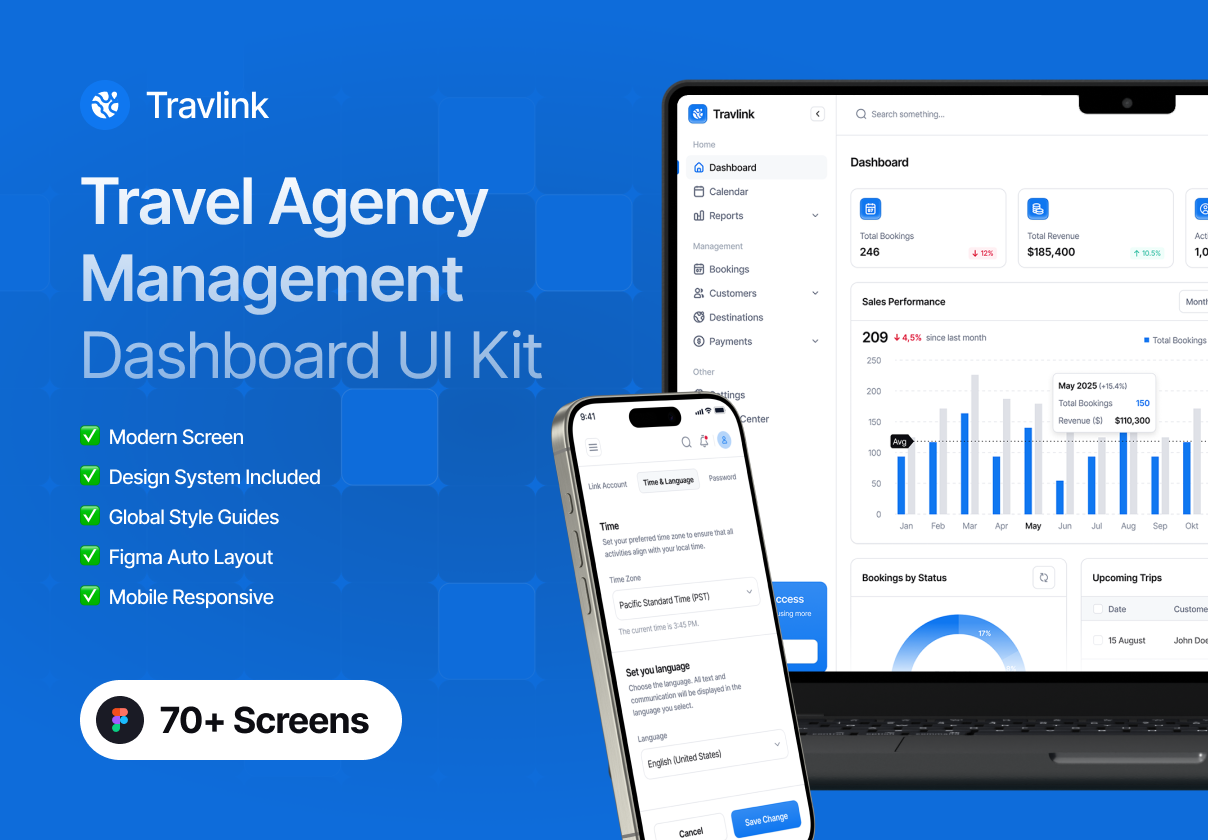 Travlink - Travel Agency Management Dashboard UI Kit