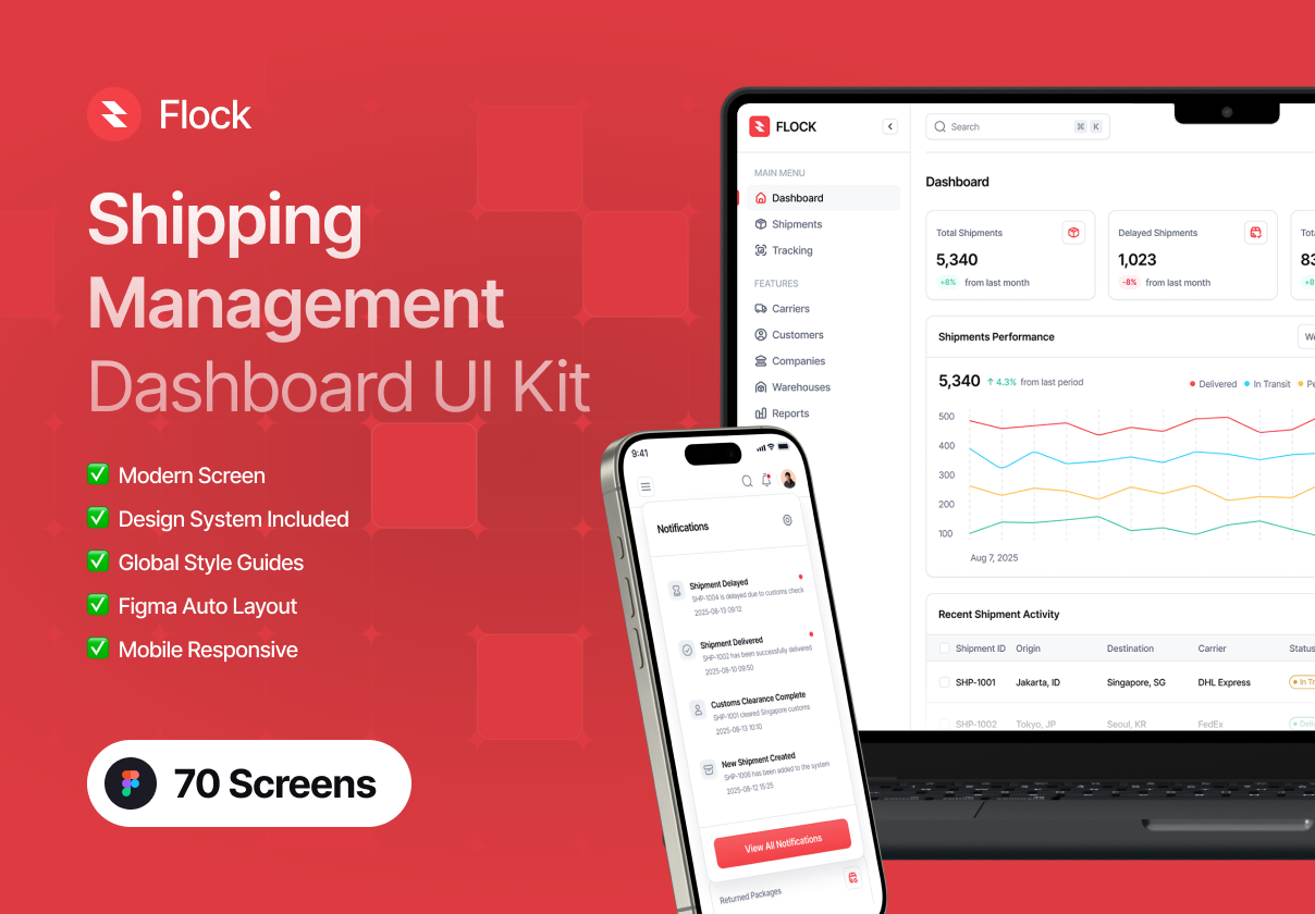 Flock - Shipping & Logistic Web App Dashboard UI Kit