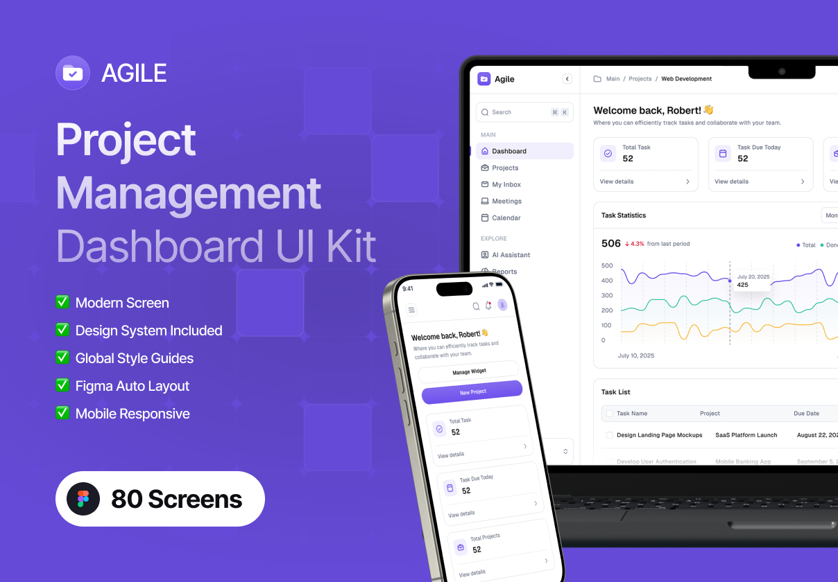 Agile - Project Management Web App Dashboard UI Kit