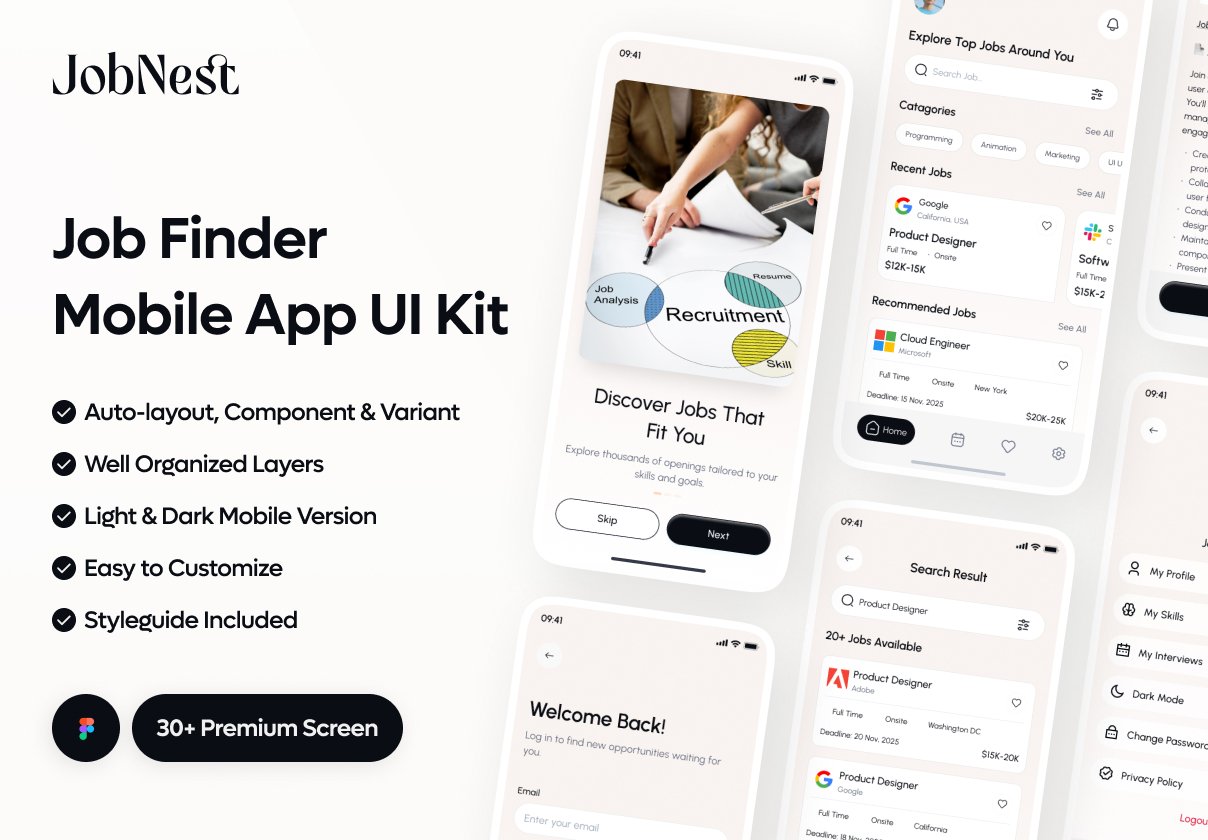 JobNest - Job Finder App UI Kit