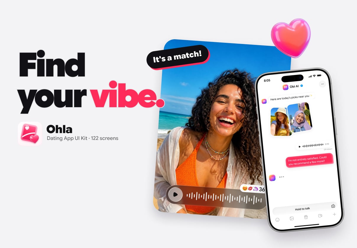 Ohla: Voice-first Dating & Social App UI Kit - Mobile design asset by UI8