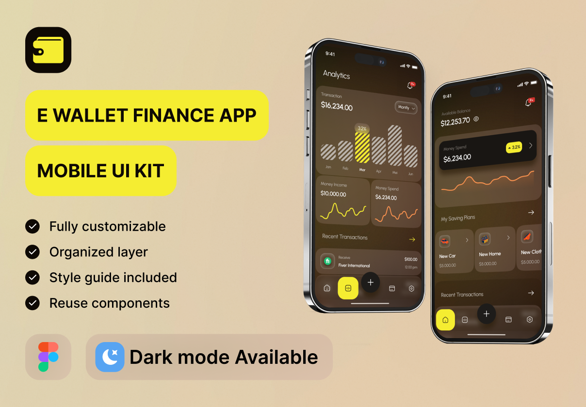 E Wallet - Finance Mobile App UI Kit