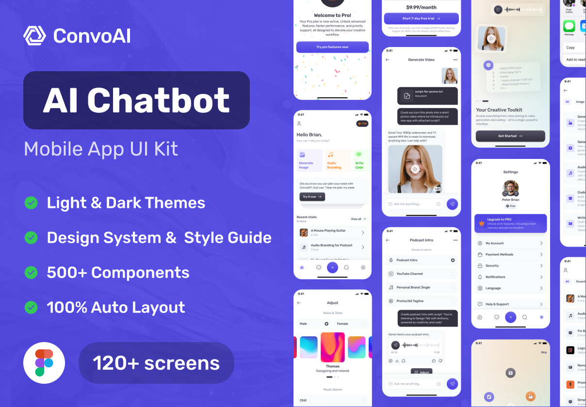 ConvoAI - AI Chatbot Mobile UI Kit