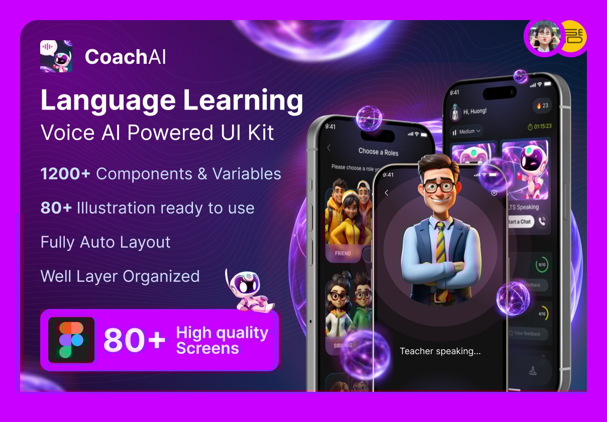 AI Language Learning & Speaking Coach UI Kit - CoachAI