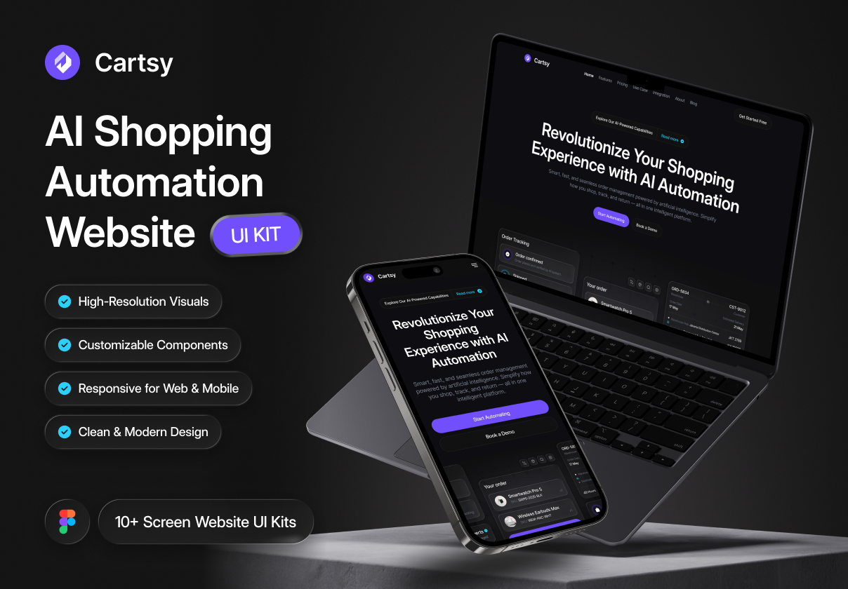 Cartsy — AI Shopping Automation Platform Website Kit