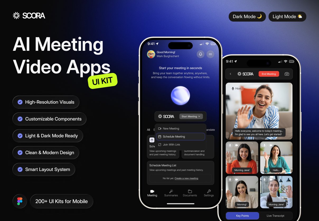Scora — AI Meeting Video Mobile Apps UI Kit