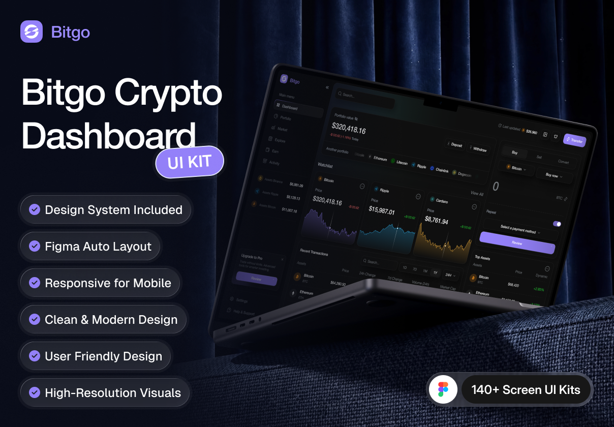 Bitgo — Crypto & Web3 Finance Dashboard UI Kit - Dashboard design asset by ui8