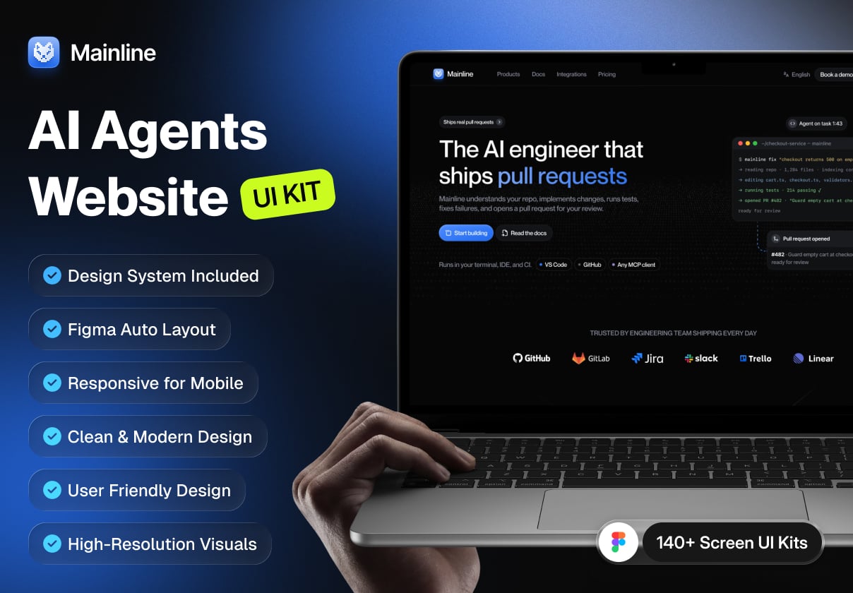 Mainline — AI Agents Website UI Kit - Uncategorized design asset by ui8