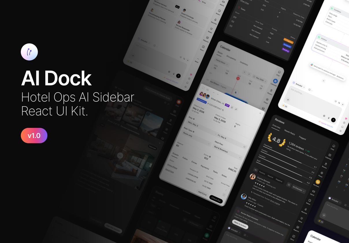 AI Dock: AI Assistant Side Panel UI Kit - Dashboard design asset by UI8