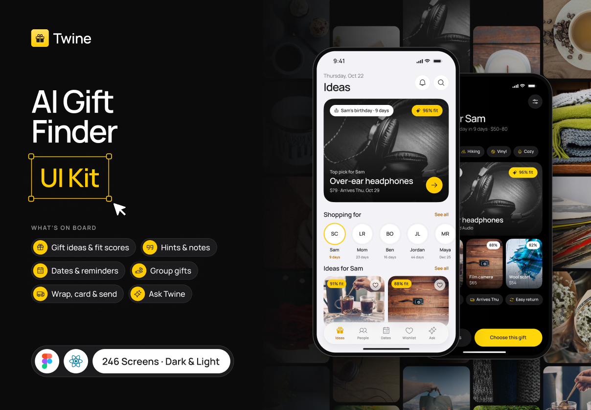Twine – AI Gift Finder App UI Kit - Mobile design asset by UI8