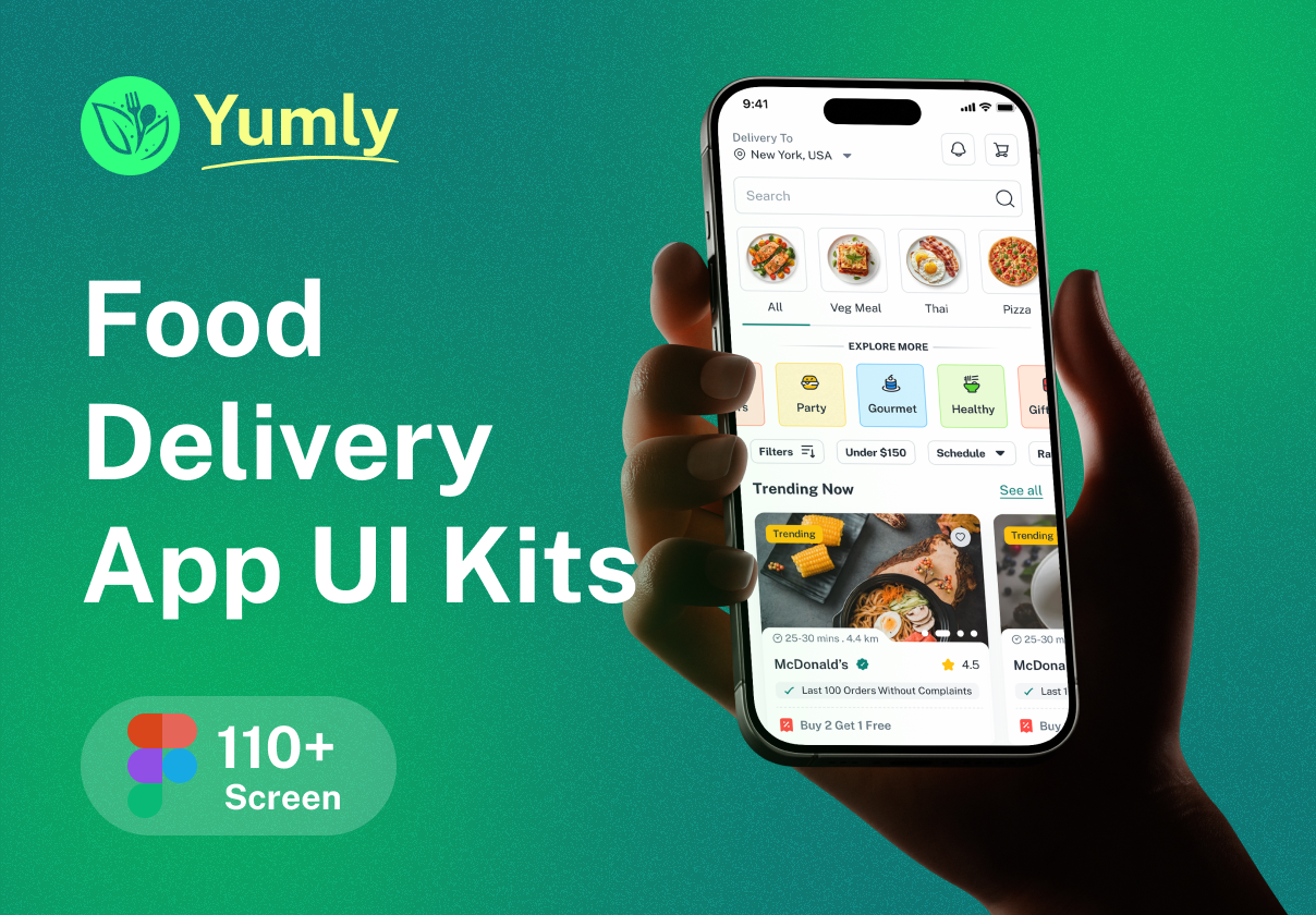 Yumly - Food Delivery Mobile App Figma UI Kits