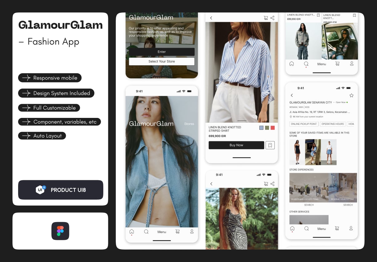 GlamourGlam: A Fashion E-commerce App Design - Ecommerce, Mobile design asset by ui8