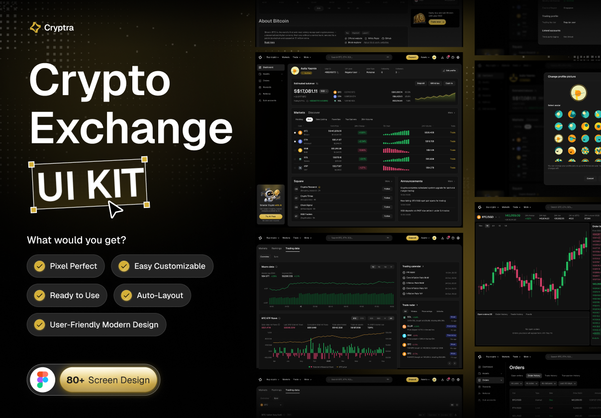 Cryptra - Crypto Dashboard Kit - Dashboard design asset by ui8