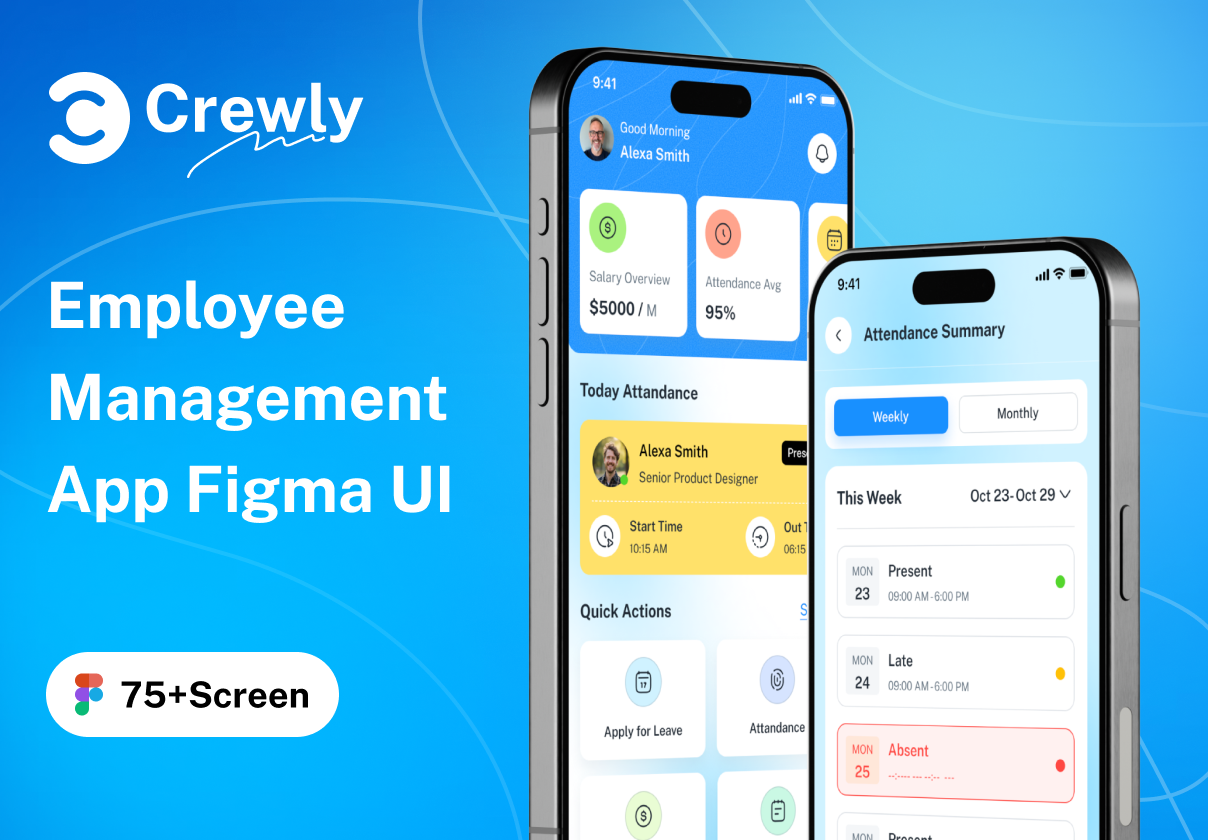 Crewly - Employee Management Mobile App Figma UI Kits