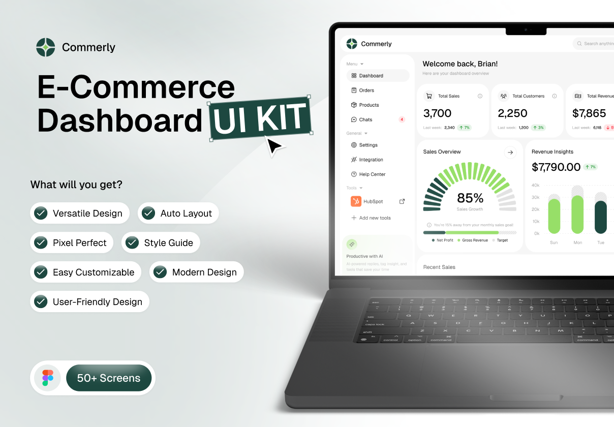 Commerly – E-Commerce Dashboard UI Kit