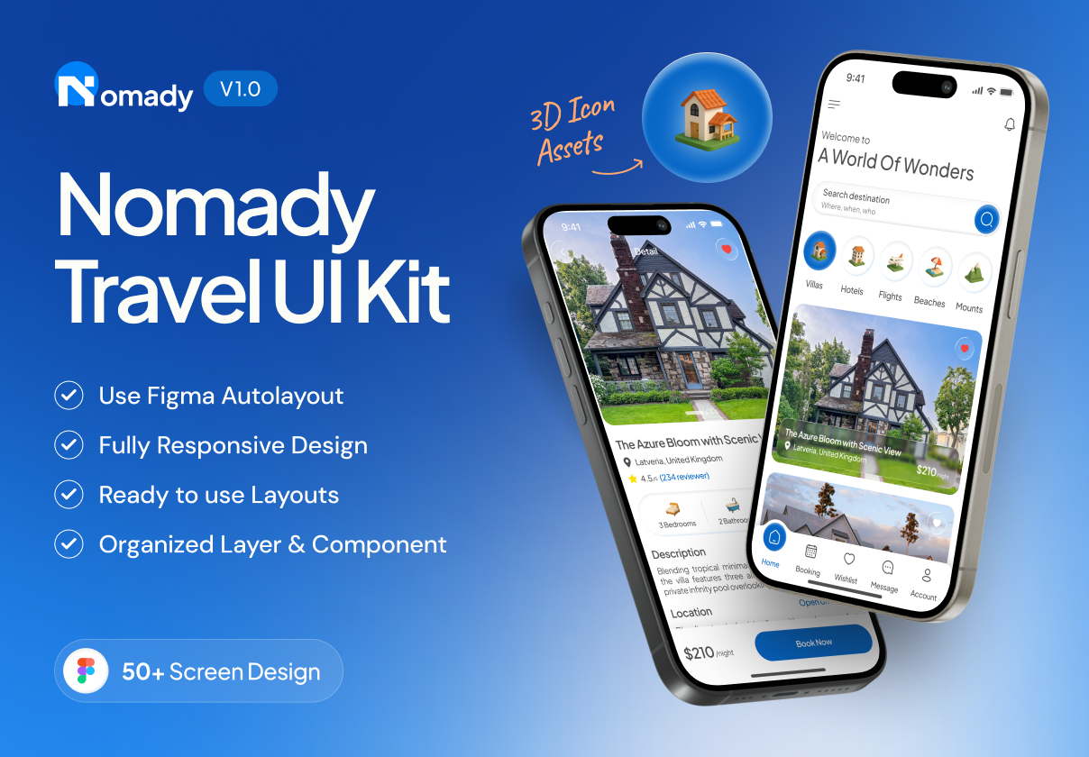Nomady – Travel Mobile App UI Kit