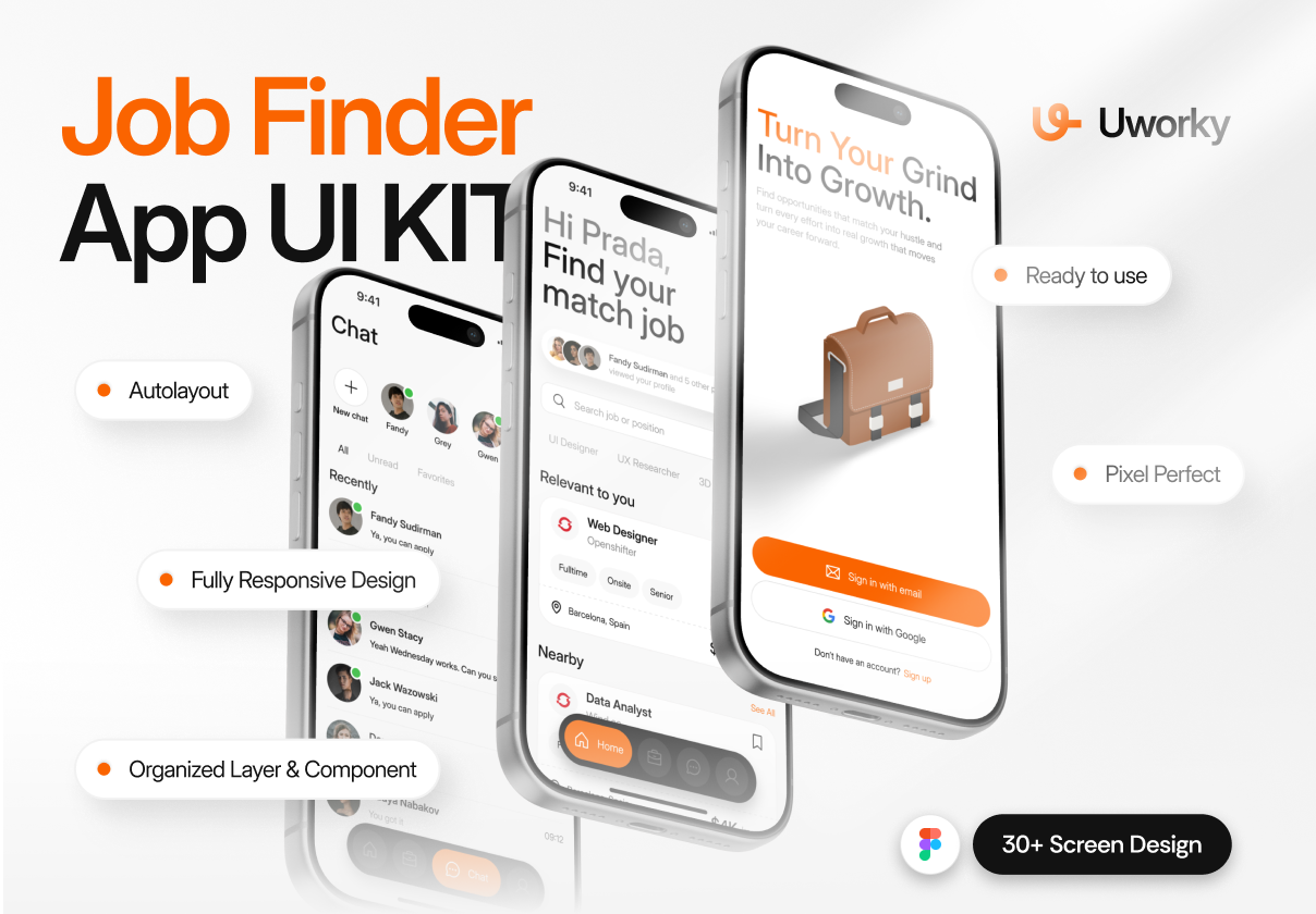 Uworky - Job Finder Mobile App UI KIT
