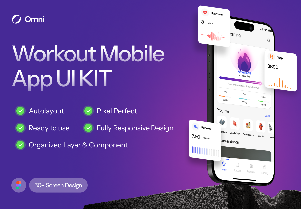 Omni Healthy Lifestyle Mobile App UI Kit