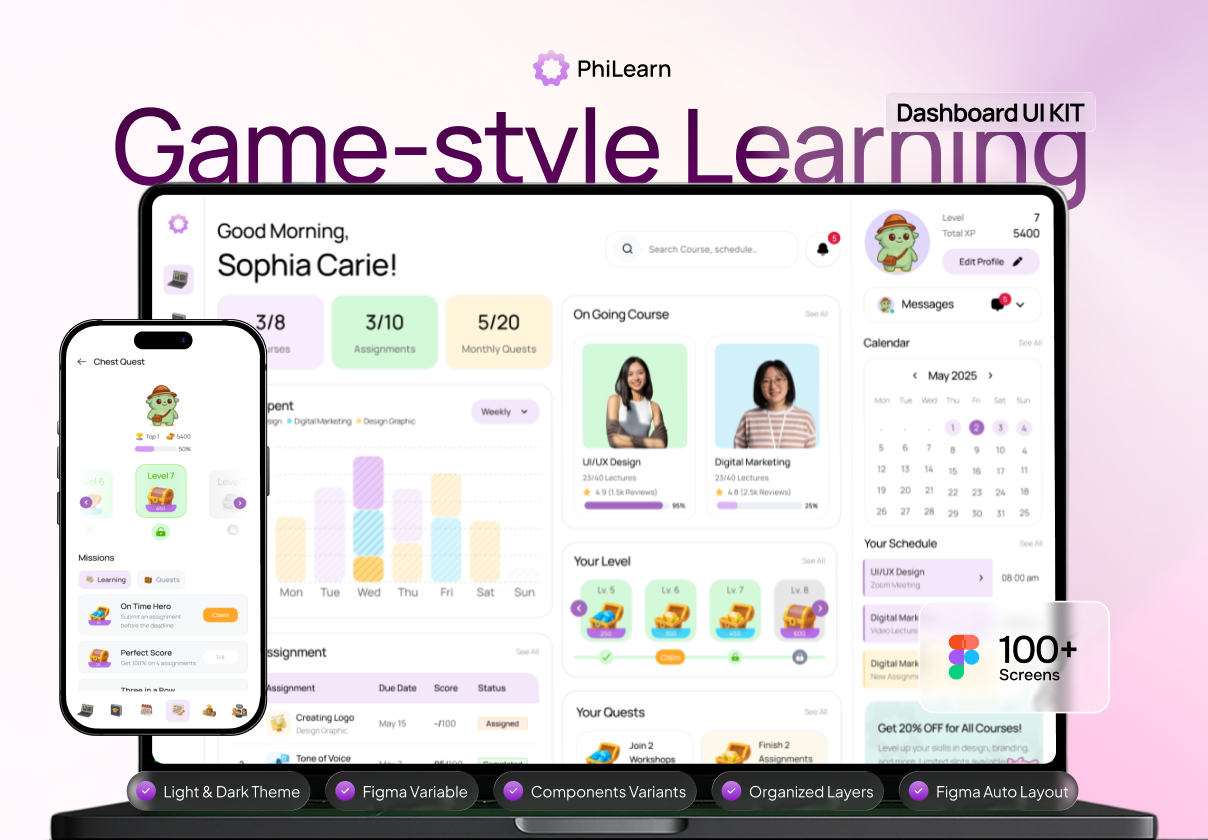 PhiLearn - Gamified Learning Dashboard UI KIT