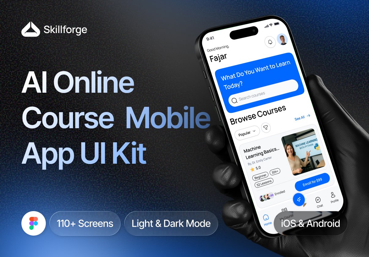 Skillforge - AI Online Course Mobile App UI Kit